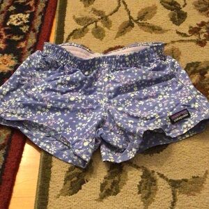 Patagonia Light Blue Floral Running Shorts